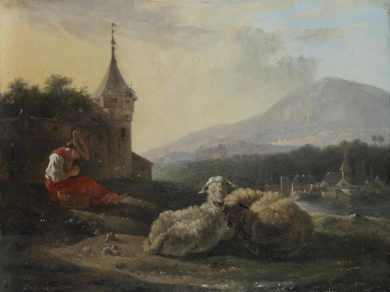 1739-Jean-François Legillon - Paesaggio animato